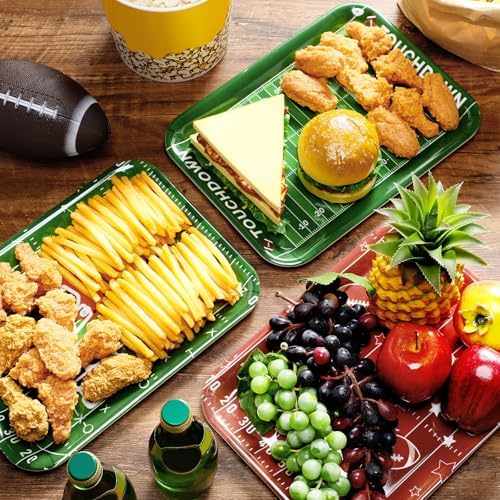 4 Pieces Football Serving Trays Melamine Platters - Image 5