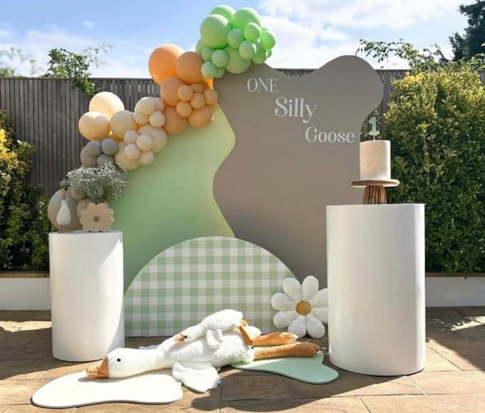 Silly Goose Arch Backdrop Cover Plaids Gingham Stretchy Spandex Arch Stand Cover for Girl Boy 1st Birthday Party Easter Baby Shower Decoration (6.6FT,Light Green) - Image 4