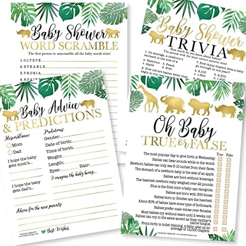 Hadley Designs 50 Safari Baby Prediction And Advice Cards, Trivia Games, etc., 25 Baby Animal Matching, Nursery Rhyme Game-6 Double Sided Cards Baby Shower Funny Games, Ideas Baby Sprinkle Games - Image 3