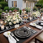 DaYammi 150 Pcs Black Silver Plastic Plates & Silver Plastic Silverware,Black silver Disposable plates for Include 30 Dinner Plate,30 Dessert Plate,30 Knives,30 Forks,30 Spoons for Party Wedding - Image 6