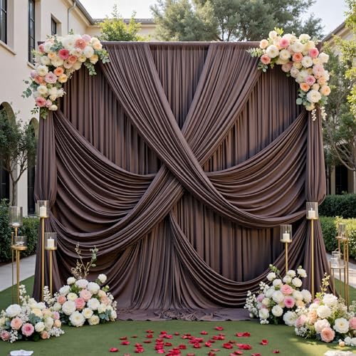 20ft x 12ft Brown Backdrop Curtains for Parties, Wrinkle Free 4 Panels Photo Backdrop Drapes Back Drop Cloth for Wedding Birthday Photography Background Decor - Image 7