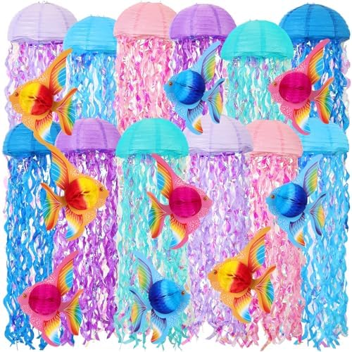 24 Pcs Under The Sea Party Decorations Hanging Jellyfish Paper Lanterns by Unknown