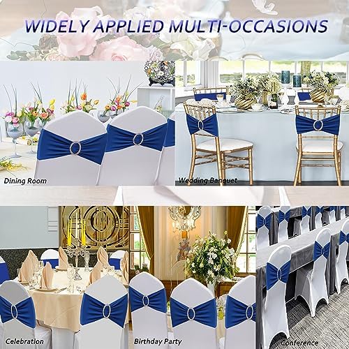 50 Pack Royal Blue Chair Sashes, Blue Chair Bands with Buckle Slider, Chair Bows for Party Wedding Birthday Decor - Image 5