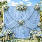 30ft x 10ft Baby Blue Backdrop Curtains for Parties, 6 Panels 5ft x 10ft Wrinkle-Free Light Blue Drapes for Baby Shower Boy Gender Reveal Birthday Wedding Pool Party Summer Beach Party by Gewonelife