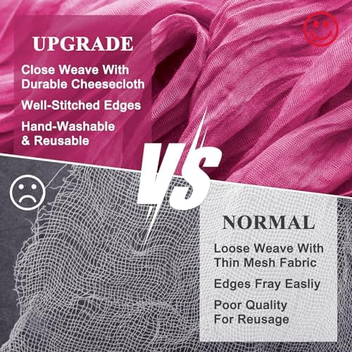 Wokceer Cheesecloth Table Runner Fushia 10FT Boho Gauze Runner, 12 Pack - Image 4