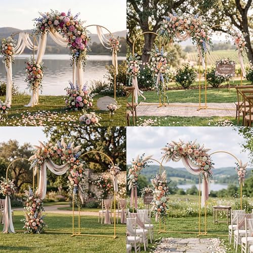 7.2FT+6.6FT+6FT Arch Wedding Arch Backdrop Stand, Heavy Duty Metal Arch Frame for Balloons, Flowers & Fabric, Event Decoration Stand for Ceremony, Party & Photos - Image 6