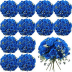 Geosar 16 Bundles Artificial Peonies Flowers,Royal Blue by Geosar