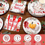 Dandat 350 Pcs Baby Shower Set, Christmas Santa Baby, Red - Image 4