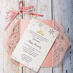 5.12 x7.28 inch 50PCS Pink Blank Laser Cut Hollow Lace Wedding Invitations with Envelopes & Pearl Bowknot Quinceanera Invitation Cards for Wedding Invite - Image 4
