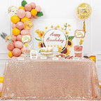 QueenDream Rose Gold Table Cloth 90x132 Inch Sequin Tablecloth for Wedding Baby Shower Ceremony Birthday Cake Table Holiday Banquet Decorations - Image 6