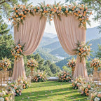 24x10FT Nude Backdrop Curtains for Wedding Parties, Wrinkle Free Polyester Photography Backdrop Drapes for Baby Shower Birthday Parties Stage Background Stand Decorations 4x10ft,6 Panels - Image 5