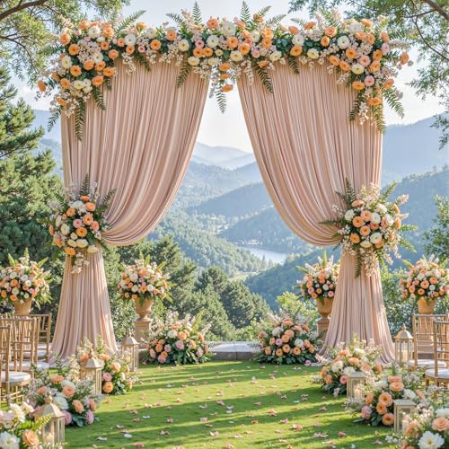 24x10FT Nude Backdrop Curtains for Wedding Parties, Wrinkle Free Polyester Photography Backdrop Drapes for Baby Shower Birthday Parties Stage Background Stand Decorations 4x10ft,6 Panels - Image 5