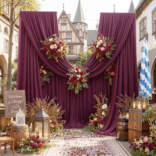 20FTx12FT Burgundy Backdrop Curtains for Weddings, Birthdays and Photos by Outpain