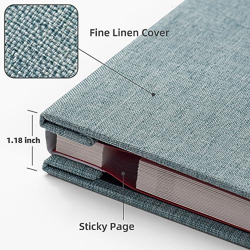 HoneyTolly Large Photo Album Self Adhesive, DIY Scrapbook Album for 4x6 8x10 10x12 Pictures, 60 Pages Linen Cover Memory Book, Ideal Gift for Family Wedding Baby Christmas Anniversary(Green) - Image 6