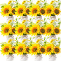 Zeyune Artificial Sunflower Potted Plants Rustic Wedding Table Centerpieces Summer Spring Kitchen Silk Yellow Flower with Plastic Pot for Home Bathroom Office Bridal Shower(12 Pcs,White,Sunflower) by Zeyune