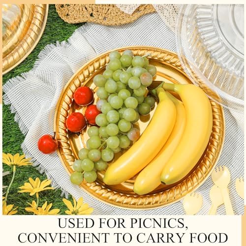 6 Pack Disposable Catering Trays with Lids for Party, 12 Inch, Gold, Yellow - Image 5