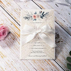 5.12x7.28 Inch 50PCS Blank White Wedding Invitations Kit Laser Cut Hollow Lace Pocket and Bowknot Quinceanera Invitation Cards with Envelopes for Wedding Birthday Invite - Image 2