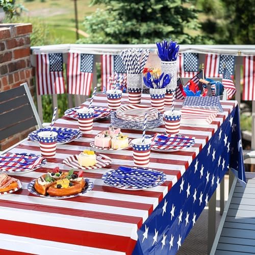 Funnymoom 452 Pcs Patriotic Paper Plates Napkins Cups Set Party Supplies - Image 6