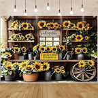 Rustic Sunflowers and Farmhouse Cart Background Sunflower Floral Party Decorations for Homes Gardens Weddings Birthdays Mothers Day Wedding Bridal Shower Versatile Indoor/Outdoor Decor (A, 9x6feet) - Image 7
