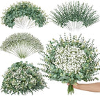 Serwalin 200PCS Mixed Eucalyptus Stems with Baby's Breath Greenery by Serwalin