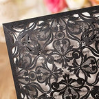 Hosmsua 50PCS Personalized Black Wedding invitation with Envelopes, 6.3x6.3 Laser Cut Hollow Lace Rose Invitation for Wedding Engagement Birthday Invite (Customized Printed) - Image 6