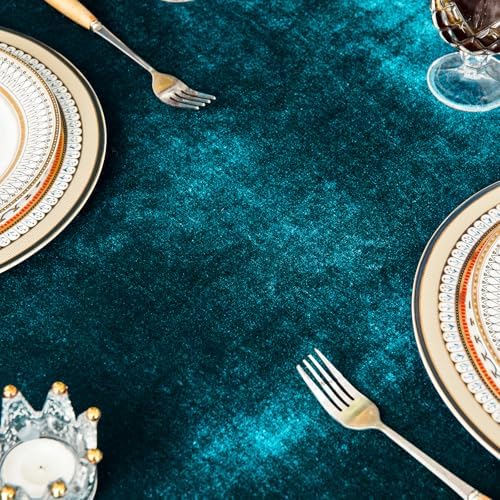GLORY SEASON Velvet Tablecloth Luxurious Solid Rectangle Table Cloth,Oblong Retro Farmhouse Ruffle Tablecloths Washable Table Cover for Party Wedding Baby Shower Kitchen Dinning Tabletop Decoration - Image 5