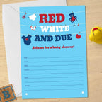Red White & Due Baby Shower Clothesline July 4th Invitation, 20 5x7 Invites - Image 2