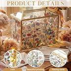 Patelai Floral Stained 12.6 Inch Large Wedding Glass Card Box with Slot - Image 2