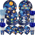 450 Pcs Tableware Set, Serve 50, Dark Blue, Space Birthday by Unknown