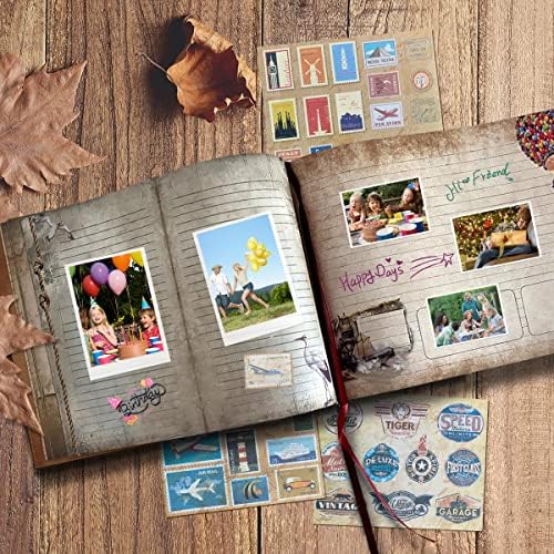 Adventure Book Scrapbook Travel Diary Photo Book with Embossed Letter Cover - Large DIY Handmade Memory Photo Album for Anniversary, Wedding, Baby Shower, Graduation (Blue) - Image 3