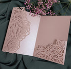 50sets Green Laser Cut Wedding Invitations Card Rose Greeting Cards Envelopes Invitation for Wedding Birthday Baby Graduation Party Supplies (Only invitation cards, Pink) by Cylallen