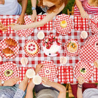 Funnymoom 452 Pcs Red Gingham Party Supplies for 50, Red and White Gingham Checkered Paper Plates Napkins Cups Tablecloth Cutlery Straws for Birthday Family Picnic Camping Barbecue Party Decoration - Image 5
