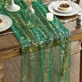 Artoid Mode 6PCS Green Gold Gauze Table Runner 120 Inch 10FT, Glitter Metallic Foil Sheer Dining Wedding Anniversary Holiday Table Decor for Home Party by ArtoidMode