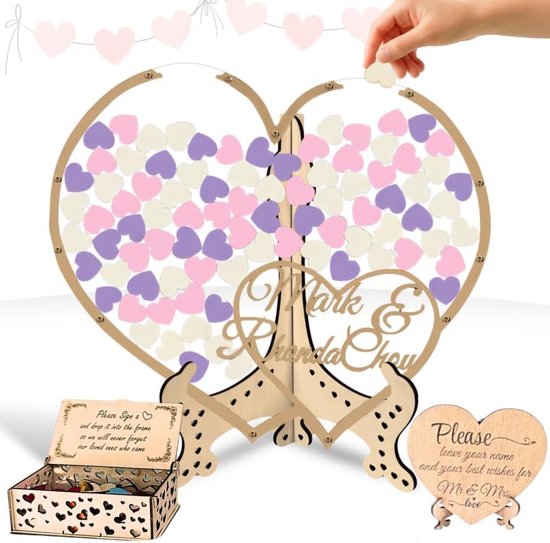 Wedding Guest Book Alternative, Personalized Wood Heart Drop Box Frame by Handmade