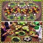 Honeydak 210 Pcs Halloween Ghost Party Supplies for 30 Guests Green and Black Birthday Plates Napkins Cup and Forks Tableware for Halloween Ceremonies Birthday Holiday Party Decorations - Image 6