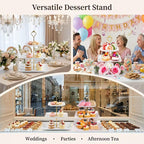 ONEUSTAR Porcelain 3 Tier Dessert Stand Square Embossed Serving Tray, White - Image 6