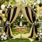 Party Backdrop Curtain 10ftx10ft - Gold Sequin and Black Satin Drapes - Image 2