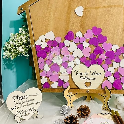 Rustic Wooden Wedding Guest Book Alternative, House Shape Drop Box Frame - Image 2
