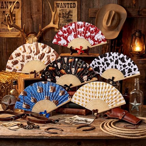 Roowest 36 Pcs Western Folding Hand Fans Bulk, Cowboy Cowgirl Party Favors - Image 4