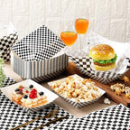 Geosar 200 PcsGingham Paper Food Tray with Wax Paper,Black White - Image 5
