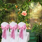 Pink Satin Chair Sashes Bows for Chair,7x108inchs,50pcs - Image 2