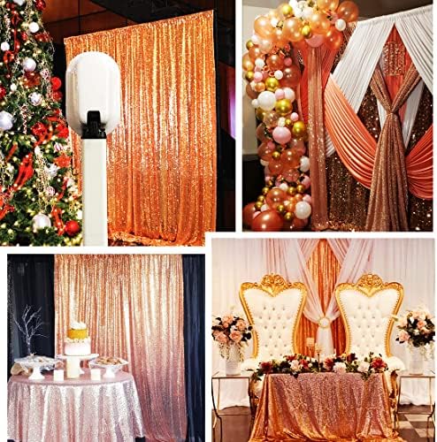 Poise3EHome Rose Gold Sequin Backdrop Curtains,4 Panels 2FTx8FT Glitter Background for Party Birthday Party Baby Shower Wedding Christmas Thanksgiving Halloween Holiday Festival Decor - Image 3