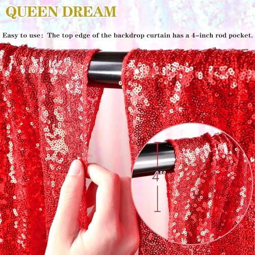 Red Backdrop Curtain for Christmas Party, 6x8FT Sparkly Sequin Fabric - Image 5