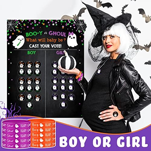 Deekin 101 Pcs Halloween Gender Reveal Party Supplies, Ghost Voting Poster - Image 4