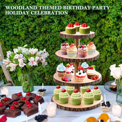 Cupcake Stand Wood Dessert Stands 4 Tier Cupcake Tower Large Display Stand - Image 3
