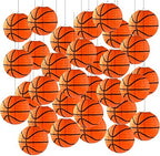 30 Pieces Orange Basketball Paper Lanterns Decorations 8 inches Ceiling Hanging Basketball Lanterns Basketball Sports Party Paper Lanterns for Sport Themed Birthday Party Bar Basketball Game Party by MOTOTO