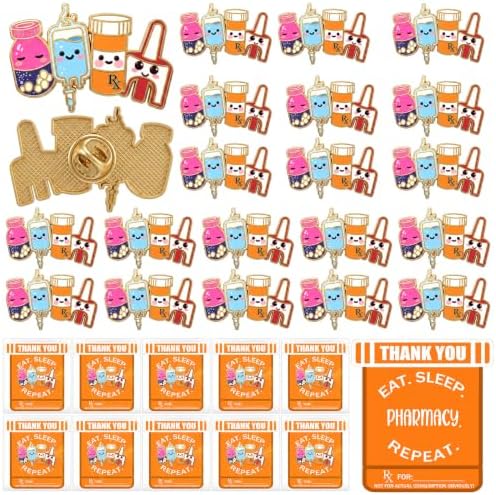 Highergo 48 Sets Funny Nurse Gifts Bulk Pharmacist Enamel Pins with Cards by Highergo