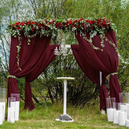 Burgundy Backdrop Curtains 20ftx10ft Christmas Polyester Photo Drapes - Image 6