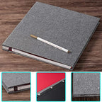 Large Photo Album Self Adhesive 4x6 8x10 10x12 13"x12.8" Magnetic Scrapbook 12.6"x11" Inch 40 Pages Linen Cover DIY Photo Album with A Metallic Pen and Plastic Board(Gray) - Image 4