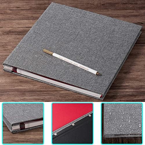 Large Photo Album Self Adhesive 4x6 8x10 10x12 13"x12.8" Magnetic Scrapbook 12.6"x11" Inch 40 Pages Linen Cover DIY Photo Album with A Metallic Pen and Plastic Board(Gray) - Image 4